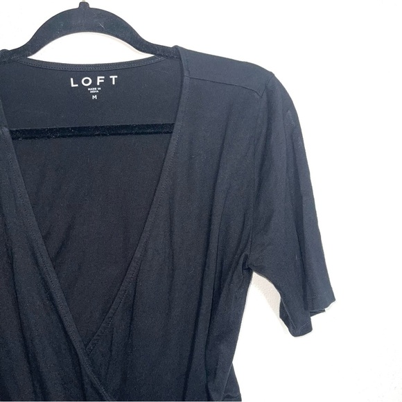 LOFT Black Short Sleeve Wrap Top - Picture 3 of 10